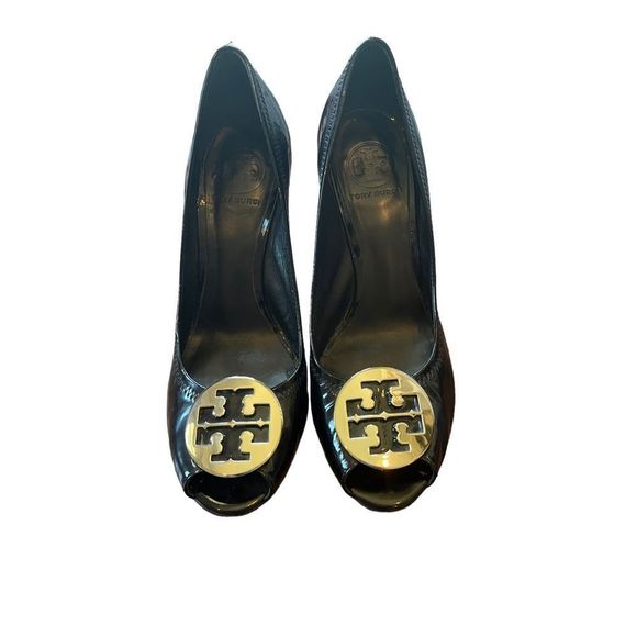 Tory Burch Sophie Wedge Black Patent Leather - Picture 1 of 6